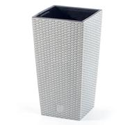 Vaso quadrato Rato Square ECO WOOD alto moderno rattan fioriera plastica e legno