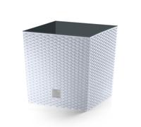Vaso quadrato Rato Square Low moderno simil rattan fioriera plastica