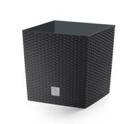 Vaso quadrato Rato Square Low moderno simil rattan fioriera plastica