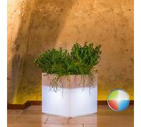 VASO RESINA H40 ALTO CACHE POT MADE IN ITALY QUADRATO GIARDINO LED MULTICOLOR