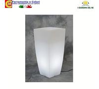 Giardini del Re Vaso luminoso per Piante in Resina Colorata per interno / esterno Quadrato cm 33X33X70 bianco ghiaccio luce bianca - HOME LIGHT QUADRO ARREDAMENTO