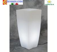 Vaso Resina Illuminato Alto 40x40xH90 Cm Luminoso Luce Bianca Interno Esterno