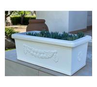 Vaso rettangolare Festonato in Polietilene colore inalterabile dimensioni 100x48 x h 39,5- 85 litri colore bianco