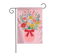 Vaso rosa floreale di Natale bouquet bandiera da giardino 30 x 45 cm verticale su entrambi i lati casa colonica vacanze decorazioni esterne bandiera cortile