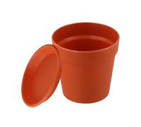 Vaso rotondo in resina ottimizzato per il drenaggio con vassoio rimovibile per gestire l'umidità del suolo e sostenere la salute delle radici (rosso ceramica)