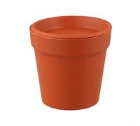 Vaso rotondo in resina per piante con vassoio per riporre l'acqua, per interni ed esterni, resistente ai raggi UV, portatile, robusto, contenitore per fiori (9 cm di diametro x 9 cm di altezza), beige