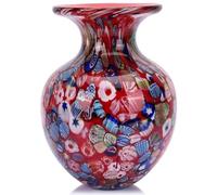 Vaso rotondo in vetro rosso per decorazione domestica, vaso soffiato a mano per fiori, vasi in vetro colorato bohémien, per tavolo da pranzo moderno, centrotavola stravagante, scrivania da ufficio,