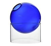 Vaso rotondo in vetro trasparente da tavolo, terrario, vaso per germogli, decorazione per la casa, blu corto