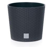 Vaso rotondo Rato Round Low moderno simil rattan fioriera plastica