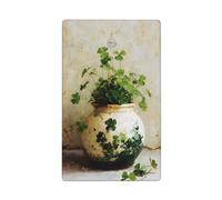 Vaso rustico in ceramica con trifogli, placca da parete vuota con interruttore a levetta, decorativo, 1 banda, per cucina, camera da letto, bagno, dimensioni 11,4 x 7 cm