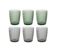 VASO SET 6 CRISTAL 8X8X10 240ML, SURTIDO RELIEVE