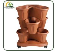 VASO SET TRIFOGLIO COCCIO Ø 40 X 51H CM COLORE TERRACOTTA CON ROTELLE MOVIBILE