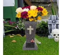 Vaso solare per cimitero con lampada a croce a LED, decorazioni per cimitero