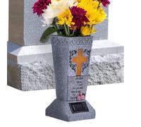 Vaso Solare Per Tomba Cimitero Con Luci LED - Fioriera Solare Decorativa, Illuminazione LED | Materiali Resistenti, Design Elegante E Impermeabile - Ideale Per Onorare I Cari Con Una Luce Soffusa E