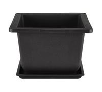 Vaso + sottovaso Cinese quadrato in plastica nera per bonsai 14x14x10,5 cm - PL17H