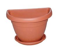 VASO + SOTTOVASO MEZZOTONDO MIMOSA ICS - PP TERRACOTTA CM 40X23 H.CM 26- 4 pezzi