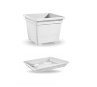 VASO+SOTTOVASO VASI PLASTICA PER PIANTE FIORI GIARDINO BALCONE CASA TERRAZZO