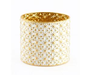 Vaso Stelle Rotondo in Metallo Bianco e Oro H30 - EDG Enzo De Gasperi