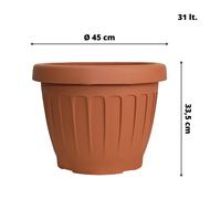 Vaso Terra Tondo con Sottovaso Resistente Plastica Terracotta per Fiori Piante