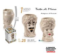 VASO TESTA DI MORO AFRO IN CERAMICA COLORATA A MANO 16x25 cm ART.62335