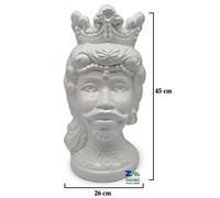 VASO TESTA DI MORO UOMO AFRO IN CERAMICA COLORE BIANCO LUCIDO CM Ø 26 X 45 H