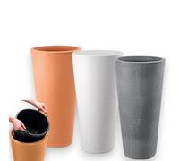 Vaso tondo alto a cono Ø40xH78 cm in resina resistente da esterno con vaschetta estraibile Tirso Plus GDM