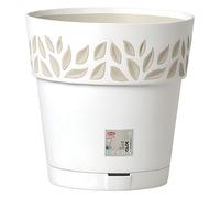 VASO TONDO 'CLOE' ø 25 x h.25 - bianco/travertino