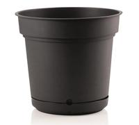 Vaso tondo con sottovaso "Hydral Element" in plastica colorati da esterno e giardino per piante e fiori "Made in Italy" Antracite 33 cm