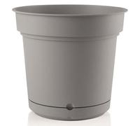 Vaso tondo con sottovaso "Hydral Element" in plastica colorati da esterno e giardino per piante e fiori "Made in Italy" Fog Grey 38 cm