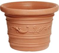VASO TONDO FESTONATO IN RESINA COLORE TERRACOTTA DOPPIO BORDO DIAMETRO CM. 35