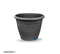 VASO TONDO NAXOS IN PLASTICA ANTRACITE DIAM. CM 65X40X47 H PER FIORI PIANTE