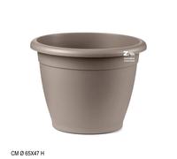 VASO TONDO NAXOS IN PLASTICA AVANA DIAM. CM 65X40X47 H PER FIORI PIANTE