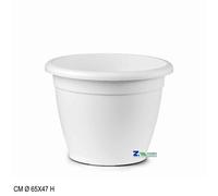 VASO TONDO NAXOS IN PLASTICA BIANCO DIAM. CM 65X40X47 H PER FIORI PIANTE