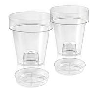 Vaso trasparente "Porto" con supporto per orchidee, diametro 14 cm, set con piattino