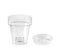 Teraplast Vaso trasparente Porto con supporto per orchidee, diametro 14 cm, set con piattino