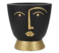 Vaso Tribal 25x25x25 cm in Poliresina Nero/Oro