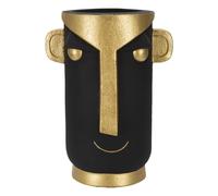 Vaso Tribal 30x40x23,5 cm in Poliresina Nero/Oro