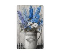 Vaso vintage in latta riempito con Delphiniums singola levetta vuota placca interruttore luce copertura decorativa 1 banda per cucina camera bagno dimensioni 11,4 x 7 cm