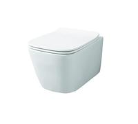 Vaso Wc Bagno Serie A16 Mini Sospeso senza brida in Ceramica con Tavoletta - 3 colori disponibili (Bianco Lucido)