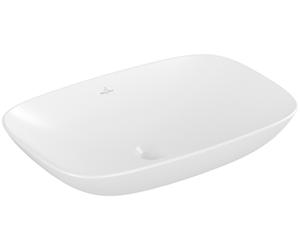 Vasque à poser Villeroy & Boch Loop & Friends, rectangulaire, 620x420x120mm, avec trop-plein, sans trou pour robinetterie, 4A5000RW, 4A5000RW, Colorazione: Bianco pietra ceramicaPiù