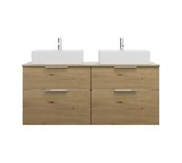 vasques à poser en céramique burgbad Eqio, y compris meuble sous-lavabo avec 4 tiroirs, largeur 1400mm, SGUR140F5662C0001G0146, SGUR140F5662C0001G0146, Colorazione: Decoro urbano in rovere / Decoro ur
