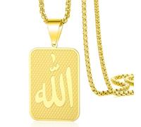 VASSAGO Allah Collana islamica musulmana araba Allah Collana in acciaio inox Collane Islam Eid Ramadan Gioielli religiosi Regali per donne uomini (oro)