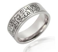 VASSAGO Anello 8mm per gli uomini delle donne islamico musulmano Allah Anello islamico Regali per gli uomini Islam Arabo Acciaio Inox Anelli Ampi Dimensioni 54.4 57 60