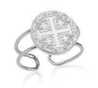 VASSAGO Anello con Croce Crociata di Gerusalemme per Donne e Uomini in Acciaio Inox Cristiani Cattolici Templari Anelli Aperti e Regolabili Gioielli Religiosi Regalo per Battesimo
