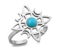 VASSAGO Anello con nodo da strega con nodo celtico in acciaio inossidabile turchese Nudo de Bruja anello aperto regolabile anello con nodo celtico per le donne gioielli simbolo Wiccan