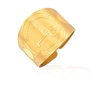 VASSAGO Anello con sigillo di Lilith per donne e uomini in acciaio inox con simbolo di Demone Lilith regalo per mitologia pagana (oro, 59.5(18.9))