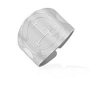 VASSAGO Anello con sigillo di Lilith per donne e uomini in acciaio inox con simbolo di Demone Lilith regalo per mitologia pagana (argento, 62.1 (19.8))