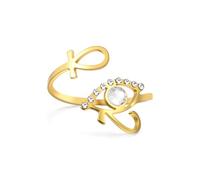 VASSAGO Anello in Egitto Ankh Occhio di Horus Ankh Croce Anelli Aperti in Acciaio Inox Antico Egitto Occhio di Ra Chiave della Vita Protezione Amuleto Gioielli Religiosi per Donne Uomini, Acciaio