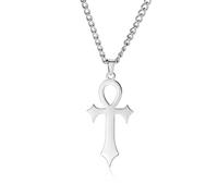 VASSAGO Ankh - Collana con ciondolo a forma di croce per uomo e donna, in acciaio inox, con ciondolo religioso copto con croce e simbolo geroglifico, acciaio inox, copto