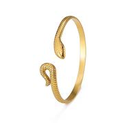 Vassago - Bracciale a serpente rigido a fascia aperta, bracciale avvolgente regolabile, gioiello a mano per donne e ragazze, 1 cm